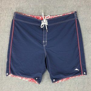 Tommy Bahama Relax Board Shorts XL Reversible Quick Dry Red Blue Logo Men's